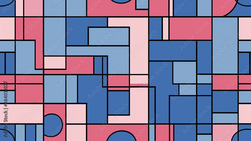 Pink and Blue De Stijl Seamless Pattern Pink and Blue De Stijl Seamless Pattern