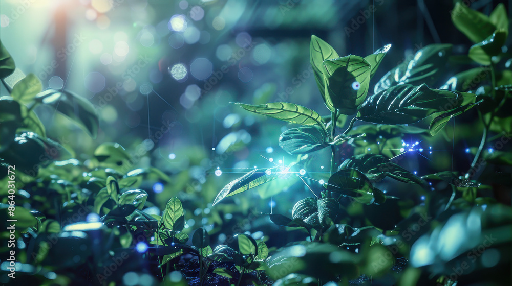 A gardener using AI drones to tend plants, sci-fi, cool tones, high detail, advanced cultivation. A gardener using AI drones to tend plants, sci-fi, cool tones, high detail, advanced cultivation.