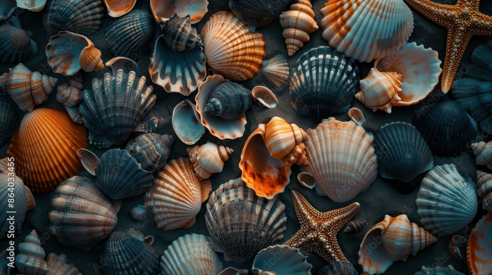 Mixed colorful sea shells as background Mixed colorful sea shells as background