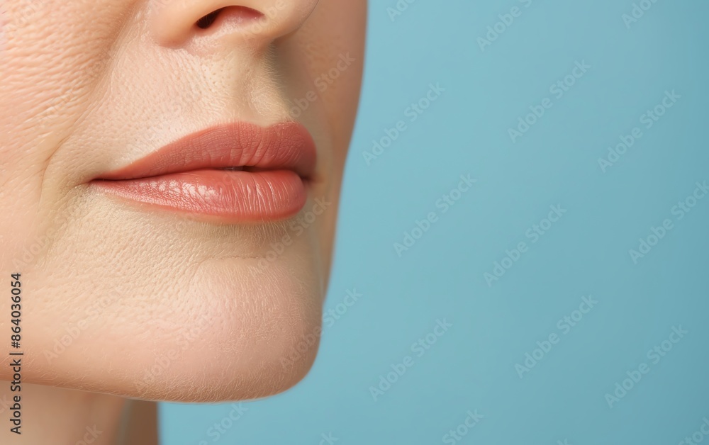 Obraz premium Woman with a firm and youthful appearance after a series of skin tightening treatments, results, facial rejuvenation