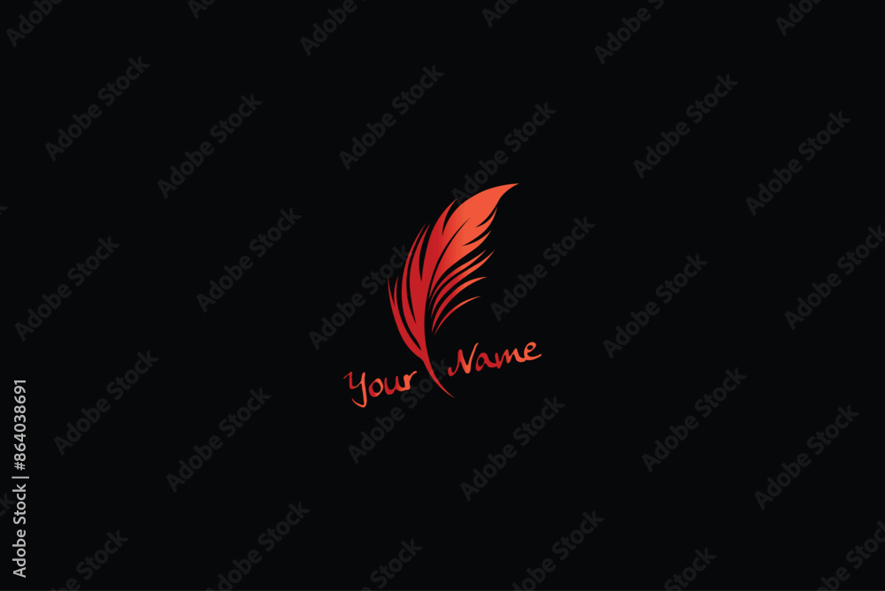 Feather logo. Beautiful minimalist design. Feather logo. Beautiful minimalist design.