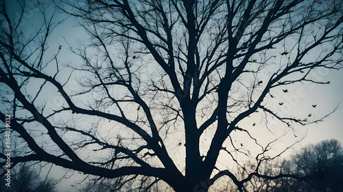 silhouette of tree, birts photo