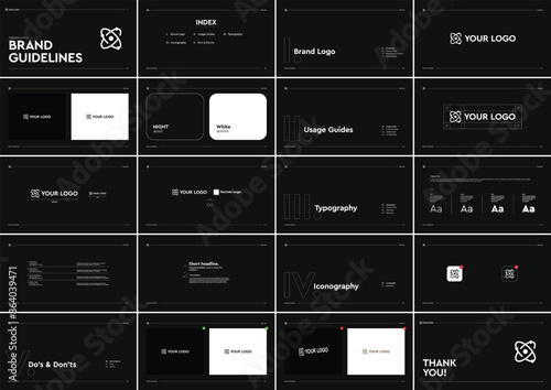 Modern brand guideline black color or landscape brand manual