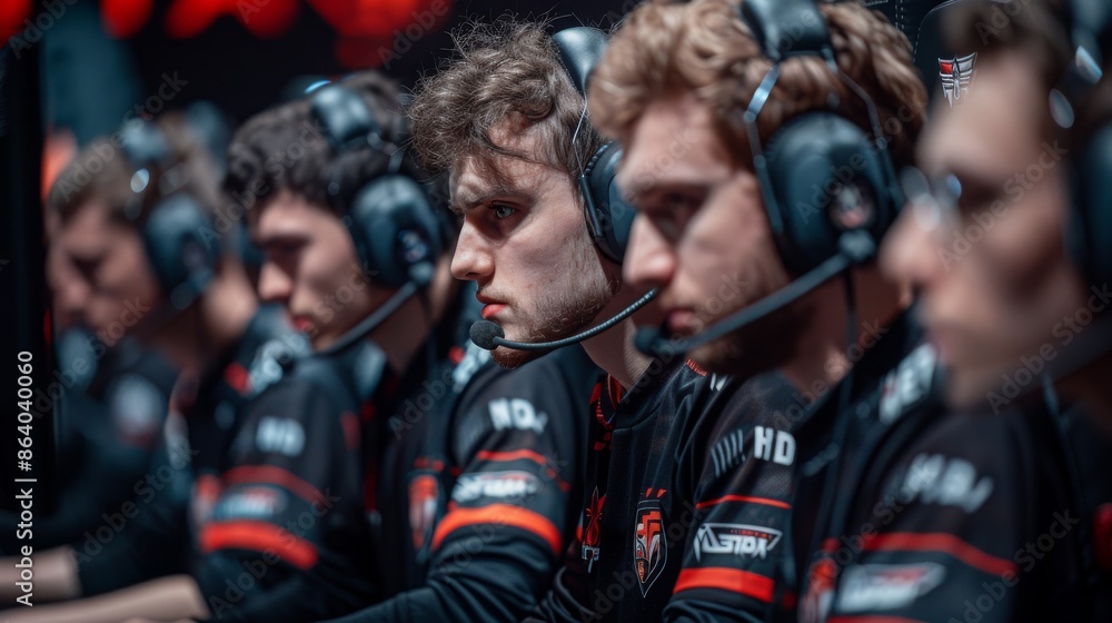 Focused Esports Team in Black Uniforms Focused Esports Team in Black Uniforms