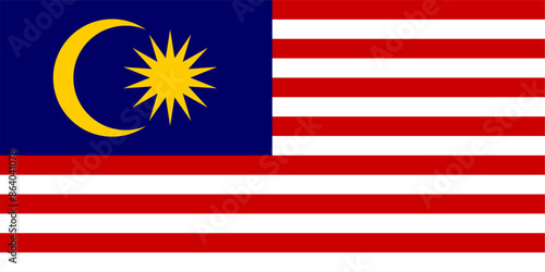 Malaysia flag vector graphic. Rectangle Malaysian flag illustration. Malaysia country flag is a symbol of freedom, patriotism and independence.