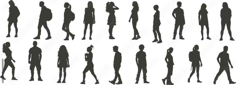 random people walking Black silhouette editable vector random people walking Black silhouette editable vector