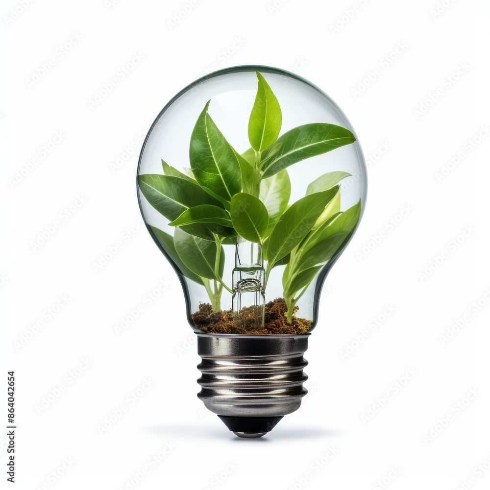 Light bulb with plant inside isolated on white background. Eco energy concept. Light bulb with plant inside isolated on white background. Eco energy concept.