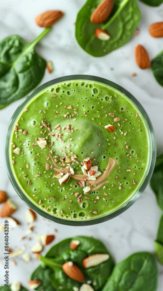 Spinach Shake with Almond Butter and Almonds