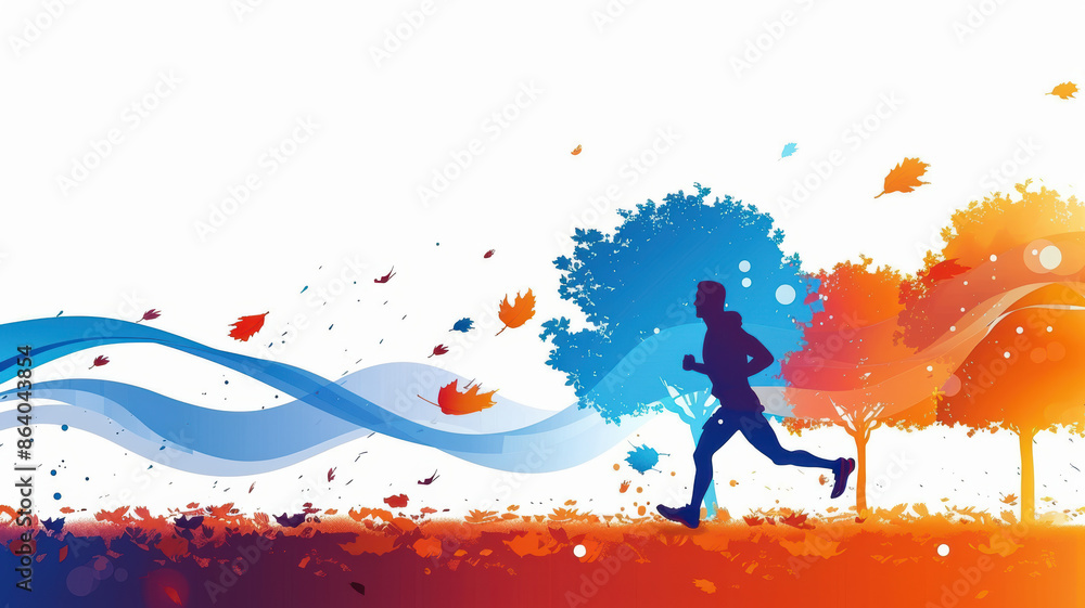 Autumn Jogger with Stylized Trees Autumn Jogger with Stylized Trees