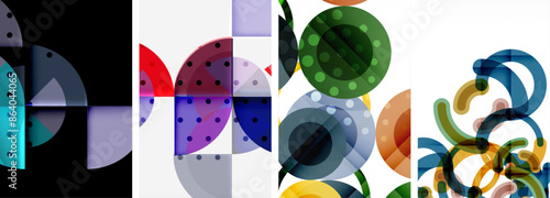 Set of circles geometric abstract posters. Abstract backgrounds for wallpaper, business card, cover, poster, banner, brochure, header, website