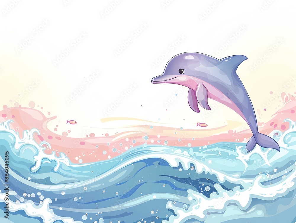 Cute dolphin frame with wave edges, pastel ocean scene, blank middle, whimsical sea creature illustration, Cute dolphin frame with wave edges, pastel ocean scene, blank middle, whimsical sea creature illustration,