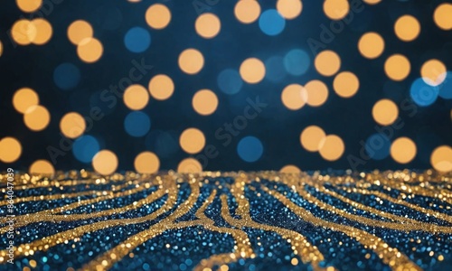 Blue and gold Abstract background and bokeh