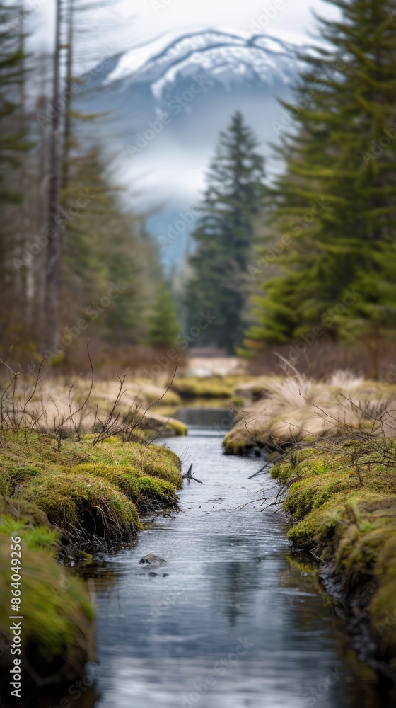 Misty Mountain Lake With Reflections