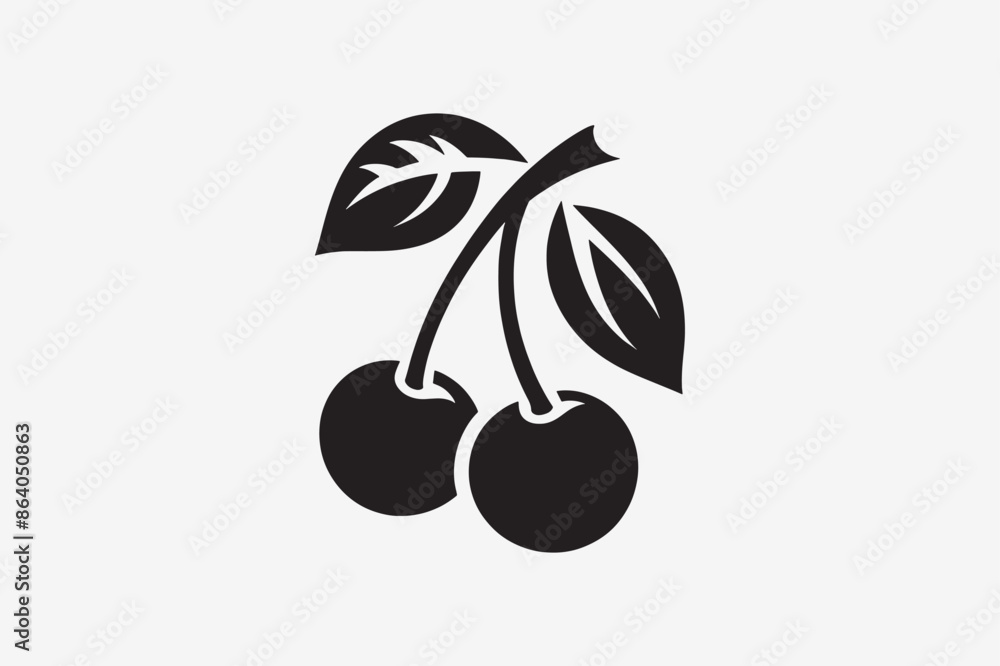  Cherry Silhouette vector style with white background