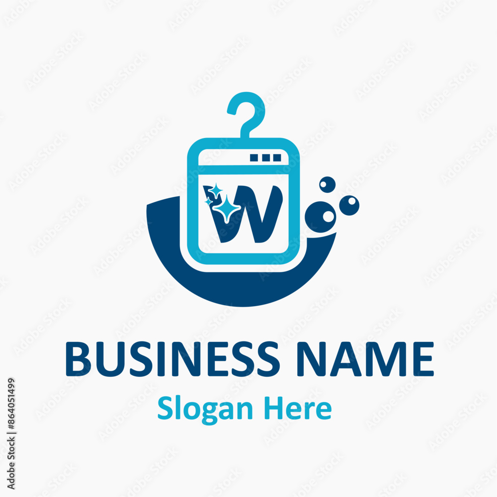 Letter w with Hanger, Shiny Clean for Laundry, Cloth Wash, Dry Service Logo Design Vector Template Idea Letter w with Hanger, Shiny Clean for Laundry, Cloth Wash, Dry Service Logo Design Vector Template Idea