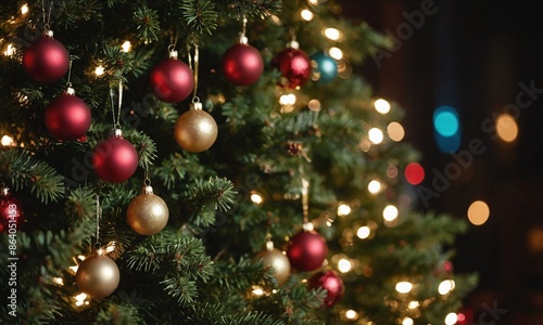 cinematic still Macro christmas tree background © junet