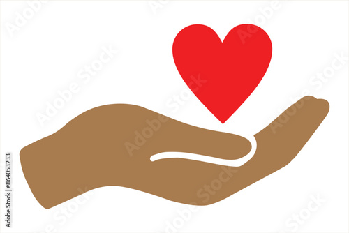 Red heart in hand icon. Vector illustration.