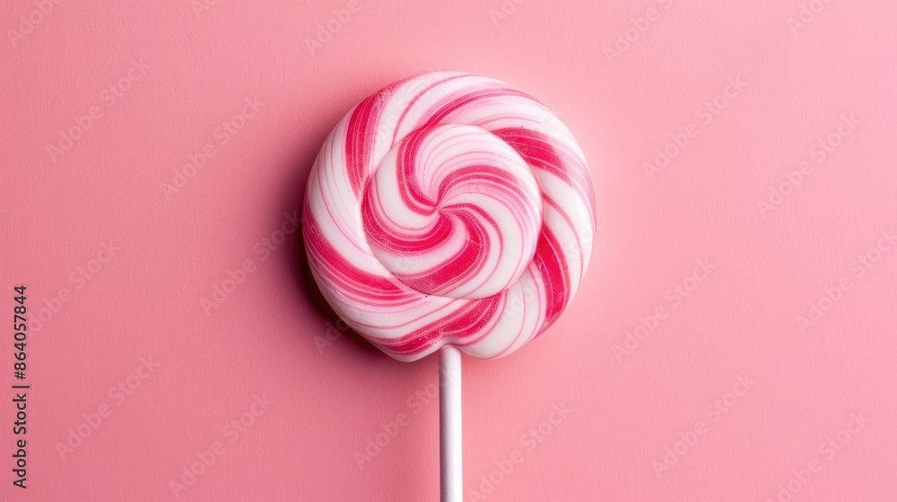 A pink and white lollipop is eye catching against a pink backdrop featuring a hand crafted doodle pattern A pink and white lollipop is eye catching against a pink backdrop featuring a hand crafted doodle pattern