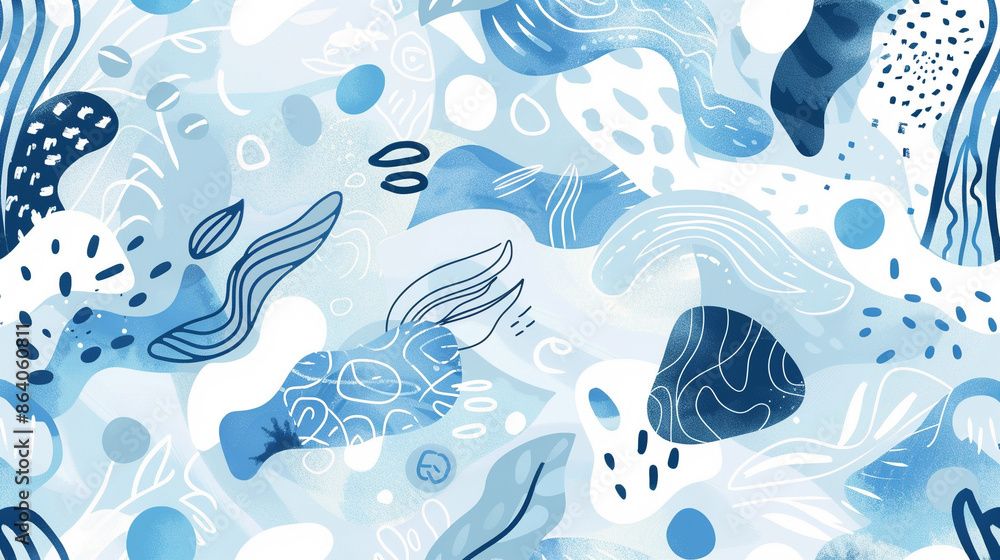 Baby Blue and white Fauvism Seamless Pattern Baby Blue and white Fauvism Seamless Pattern