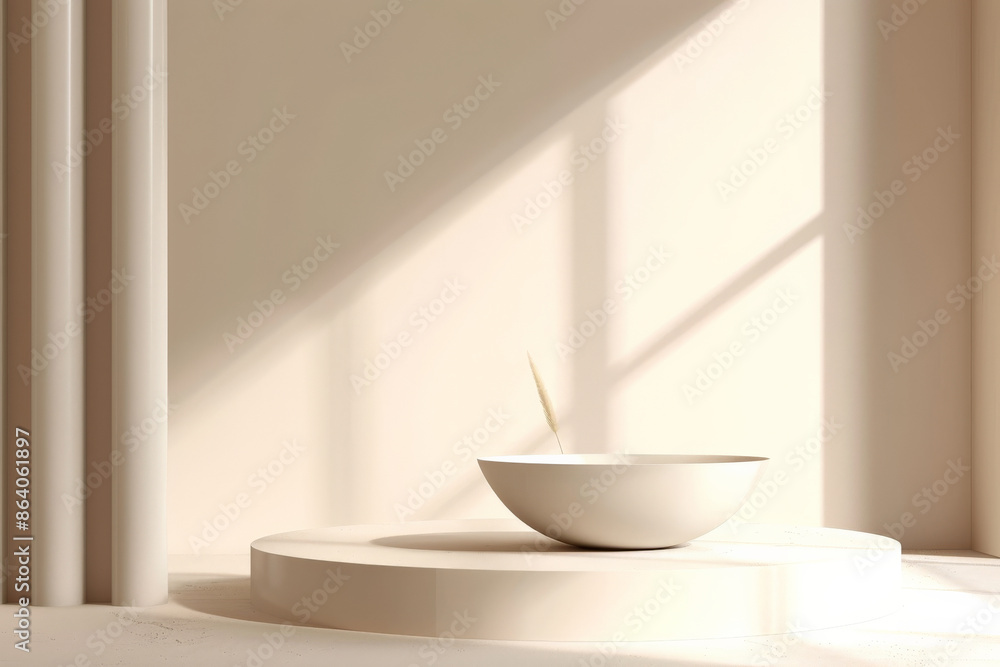 A minimal style 3D render with an abstract background, characterized by clean lines and soft, neutral tones. The empty space is perfect for product branding and mockups, offering a sleek and elegant A minimal style 3D render with an abstract background, characterized by clean lines and soft, neutral tones. The empty space is perfect for product branding and mockups, offering a sleek and elegant