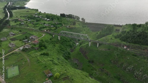 Aerial shot of the city of Tsalka. Georgia 2024 summer photo