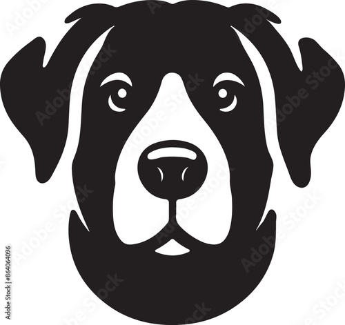 Dog front and side face vector silhouette image