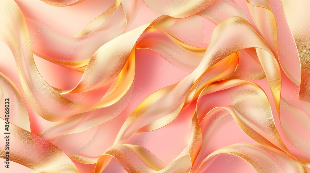 Obraz premium Abstract Swirling Gold and Pink Abstract Art