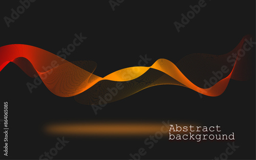 Vector wave lines smooth flowing dynamic red yellow   on black background