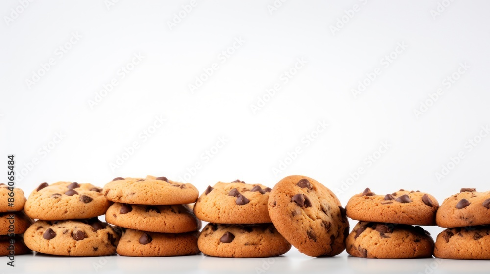 Chocolate chip cookies on a white background. Chocolate chip cookies on a white background.
