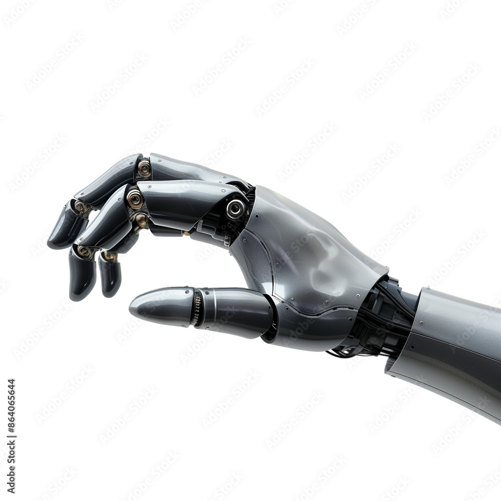 Gray robot hand isolated on transparent background Gray robot hand isolated on transparent background