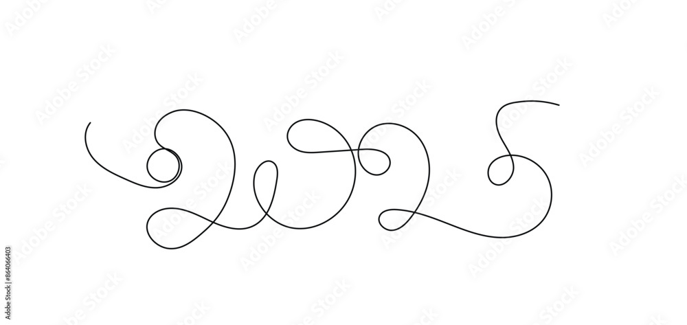Continuous one line doodle drawing of new year 2025. Holiday concept, festive New year handwriting text, minimalist design. Editable stroke. Continuous one line doodle drawing of new year 2025. Holiday concept, festive New year handwriting text, minimalist design. Editable stroke.