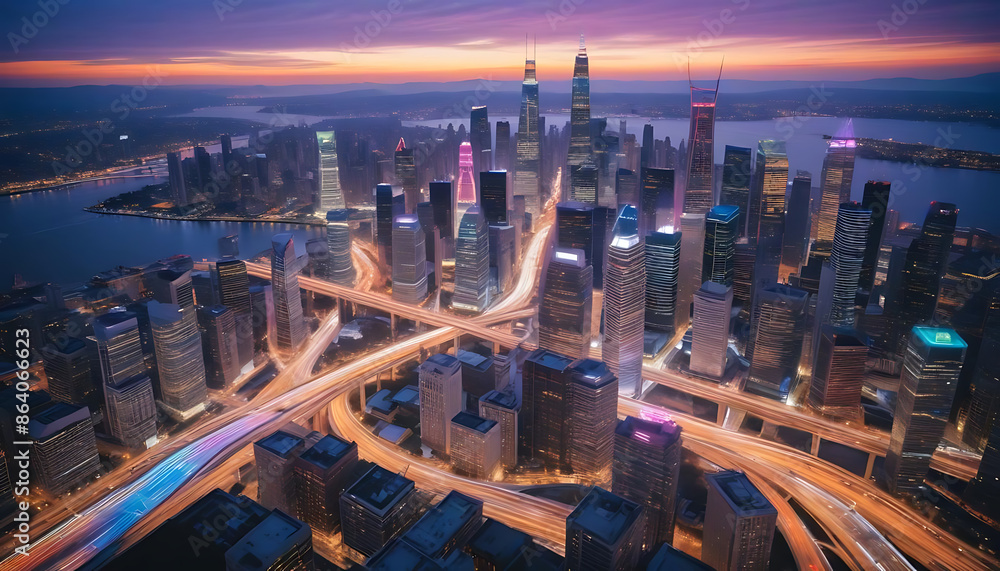 city skyline with communication lines city skyline with communication lines