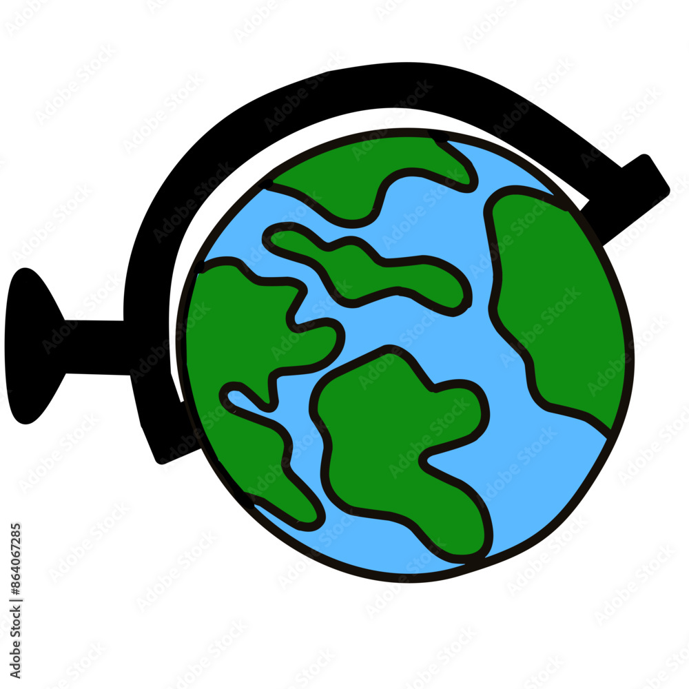 Cartoon world globe with stand 3d vector icon on white background. Globe of planet Earth for concept of kids learning or world traveling Cartoon world globe with stand 3d vector icon on white background. Globe of planet Earth for concept of kids learning or world traveling