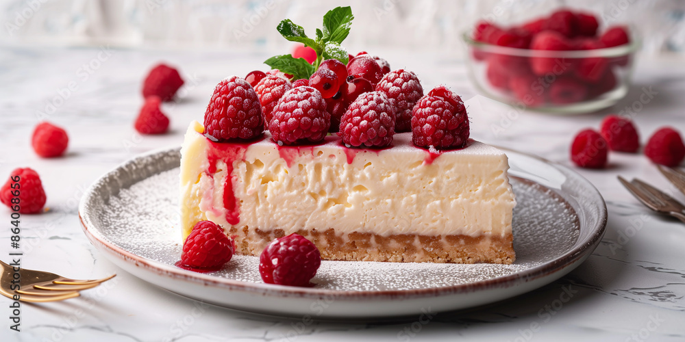 Slice of cheesecake with berries Slice of cheesecake with berries