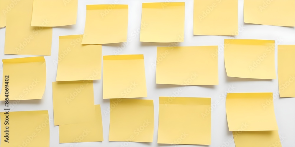 Yellow sticky notes on a white background Yellow sticky notes on a white background