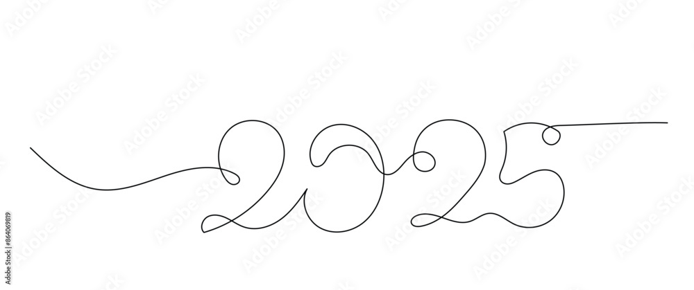 Continuous one line doodle drawing of new year 2025. Holiday concept, festive New year handwriting text, minimalist design. Editable stroke. Continuous one line doodle drawing of new year 2025. Holiday concept, festive New year handwriting text, minimalist design. Editable stroke.