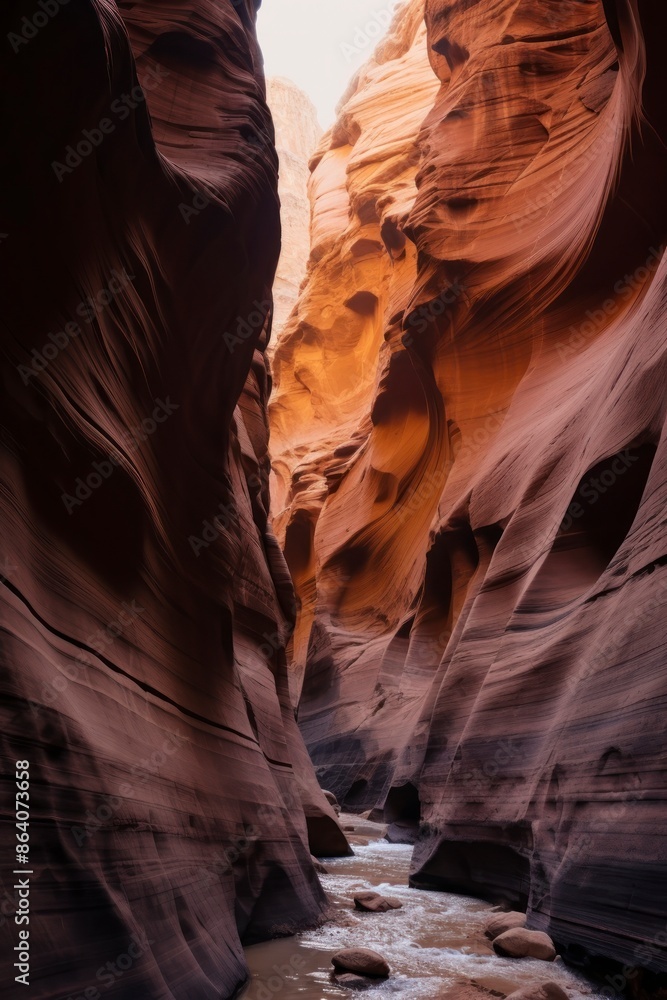 Canyon with a dry river through it Canyon with a dry river through it