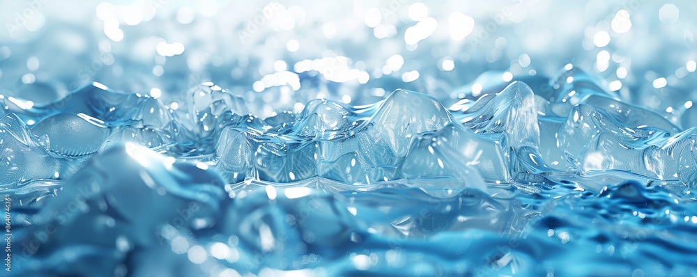 Ice background with smooth, polished ice surfaces in a gradient of blue tones. The reflection of light creates a glossy, almost mirror-like effect, adding depth and realism to the scene. Ice background with smooth, polished ice surfaces in a gradient of blue tones. The reflection of light creates a glossy, almost mirror-like effect, adding depth and realism to the scene.