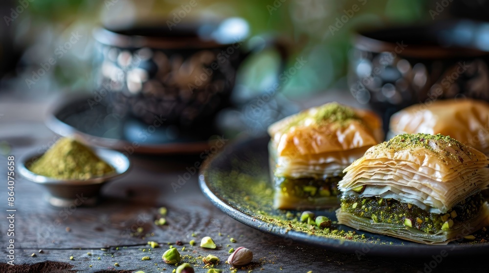 ndulge in a delightful treat with pistachio baklava and Turkish coffee. Pistachio baklava, a beloved delicacy in Turkish cuisine, pairs perfectly with the rich aroma of Turkish coffee ndulge in a delightful treat with pistachio baklava and Turkish coffee. Pistachio baklava, a beloved delicacy in Turkish cuisine, pairs perfectly with the rich aroma of Turkish coffee