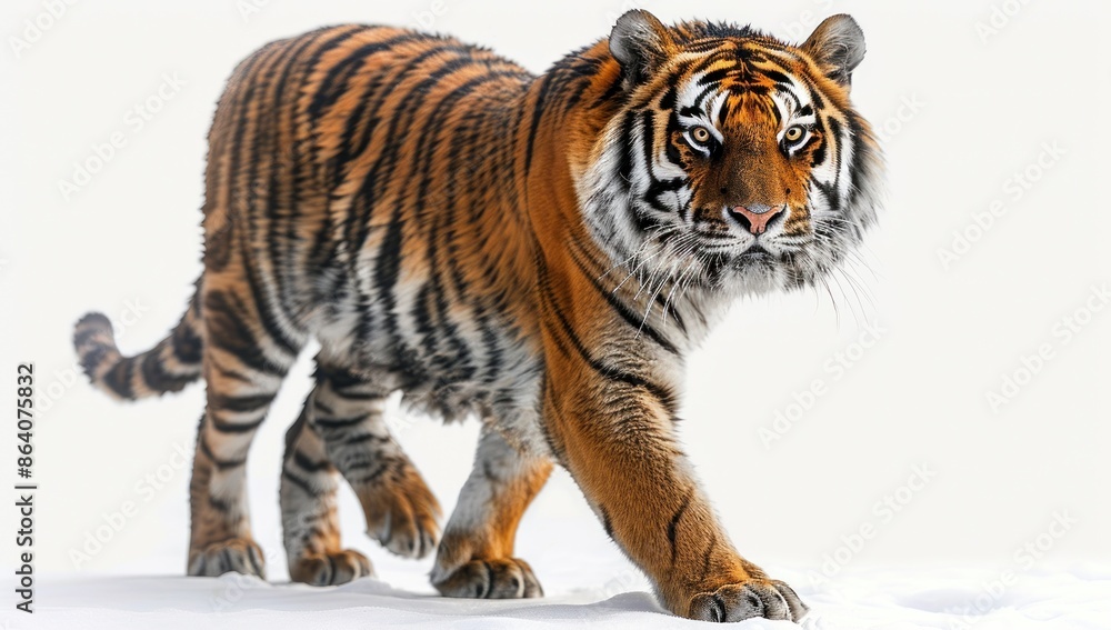 Obraz premium Striking Siberian Tiger in a White Setting