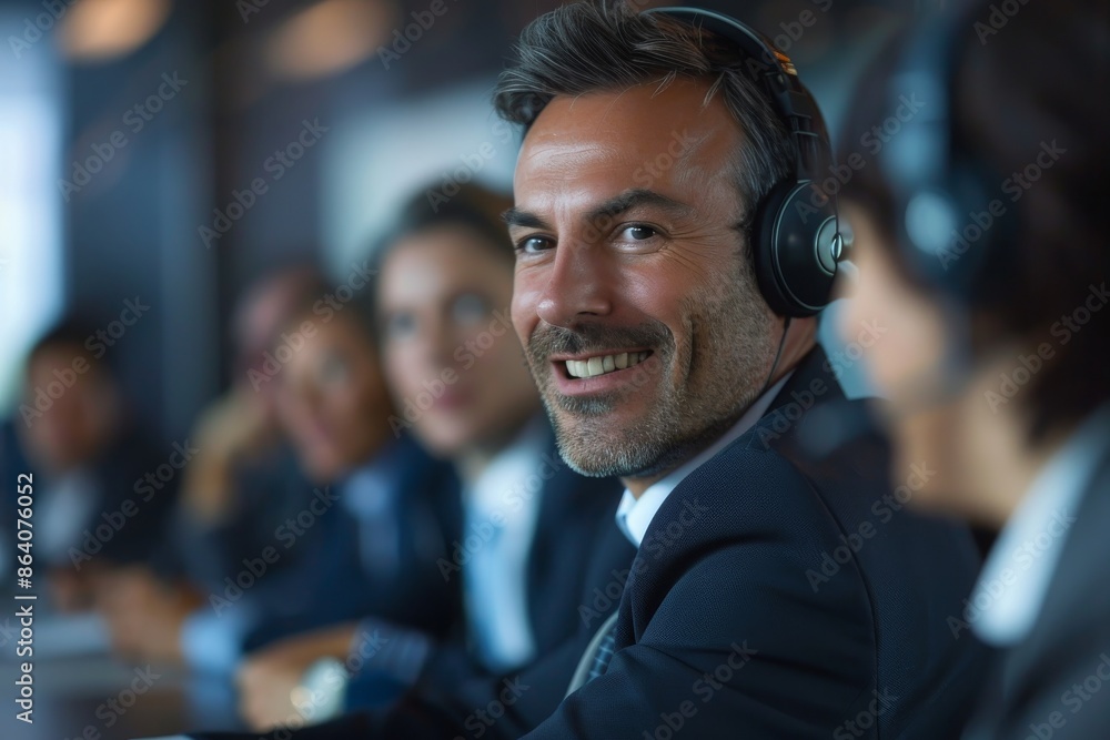 Happy businessman face closeup, a liar businessman rejoices at deception of his partners, smiling Happy businessman face closeup, a liar businessman rejoices at deception of his partners, smiling