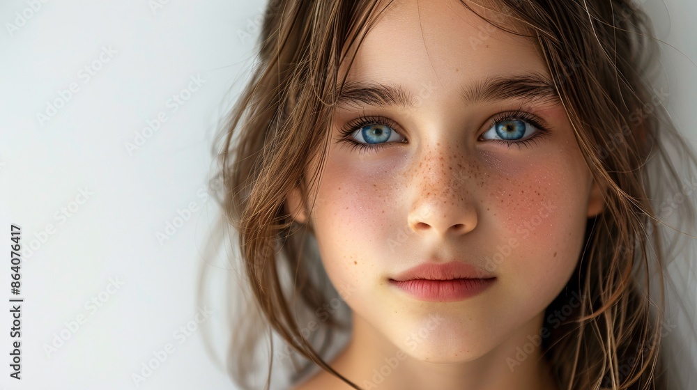Girl with a visible bruise on her cheek, isolated on a white background Girl with a visible bruise on her cheek, isolated on a white background