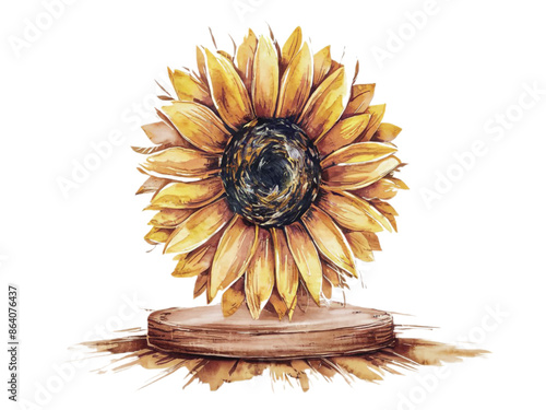 sunflower on a wooden board