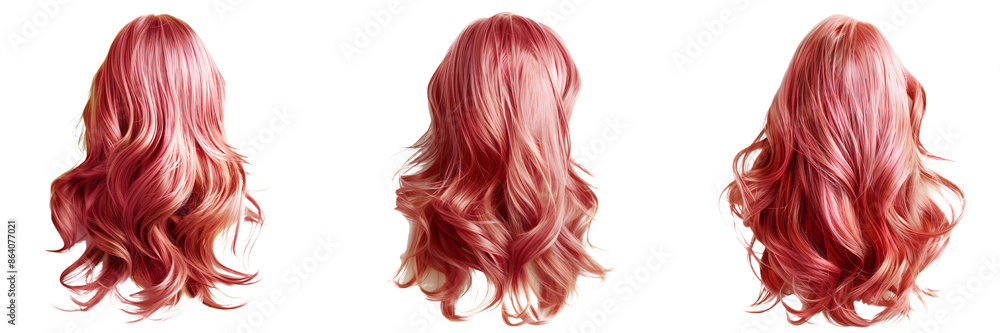 Naklejka premium set of pink hair isolated on a white or transparent background