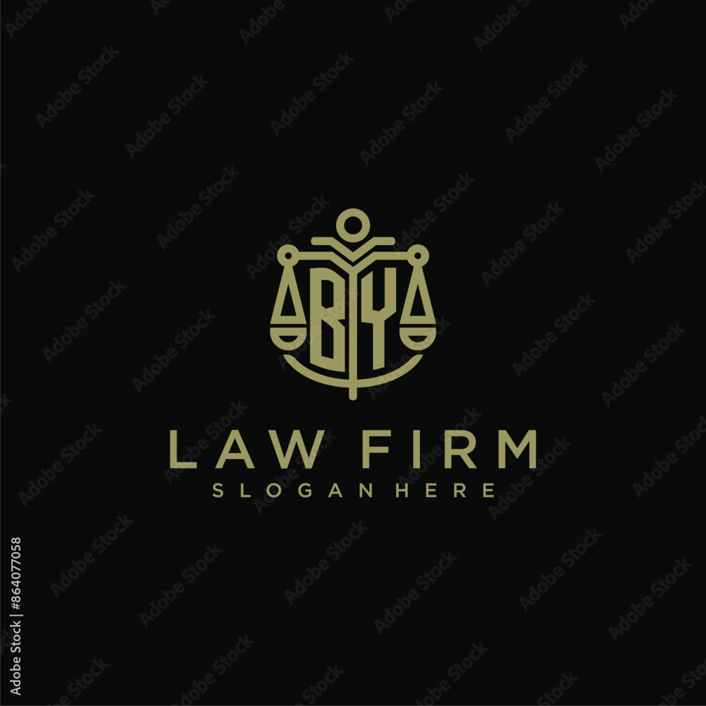 BY initial monogram logo for lawfirm with scale vector design BY initial monogram logo for lawfirm with scale vector design