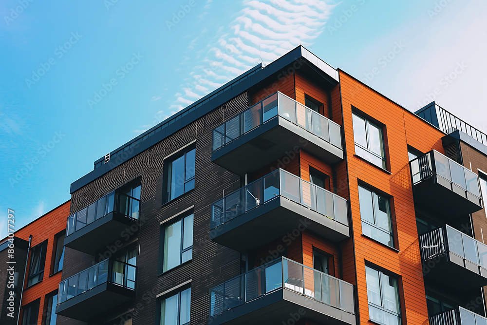 Obraz premium A multi-story building with many windows