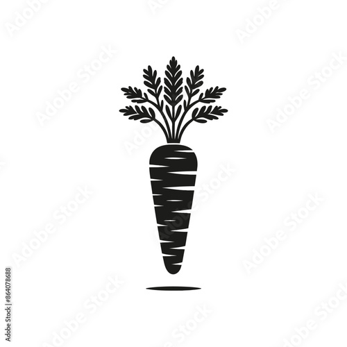 Black Silhouette Carrot Vector Illustration - Ideal for Healthy Food Designs