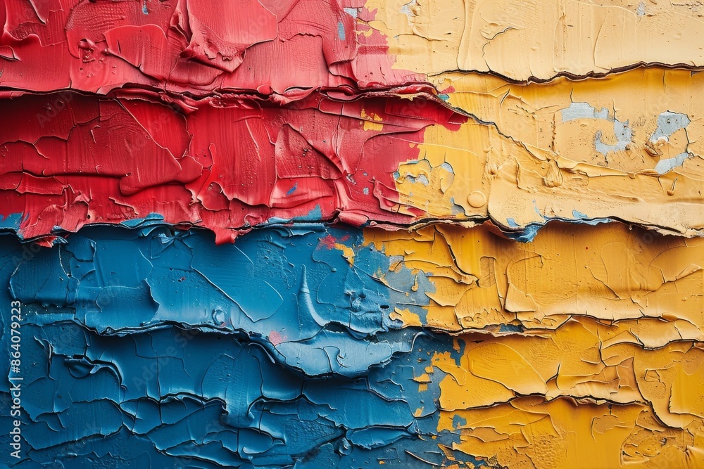 Abstract textured background with red, blue, and yellow paint. Creative art and design concept. Abstract textured background with red, blue, and yellow paint. Creative art and design concept.