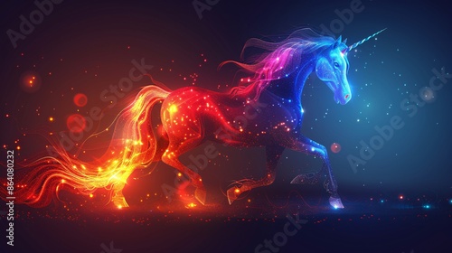 Magical Unicorn with Glowing Tail and Mane.