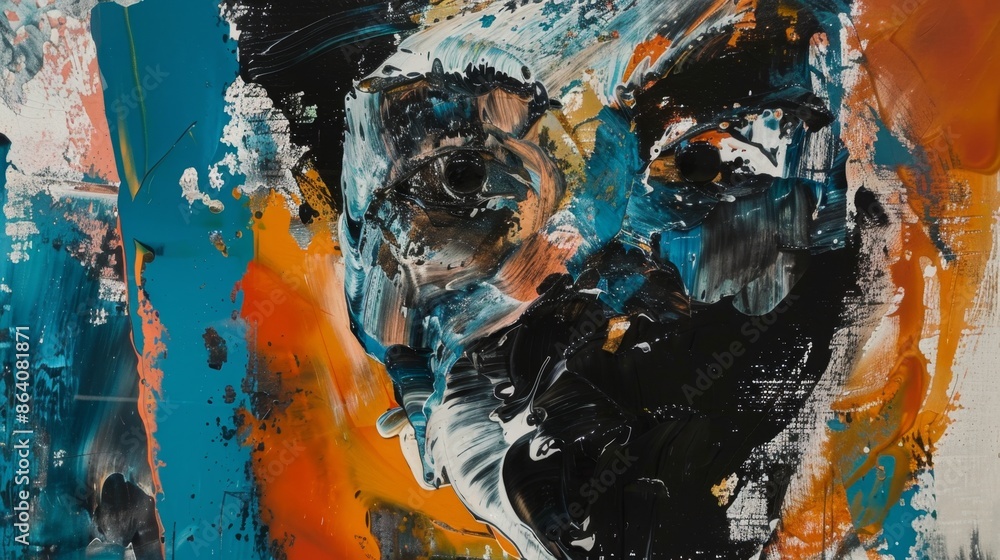 Fototapeta premium Abstract Expressionist Painting Bursting with Dynamic Colors